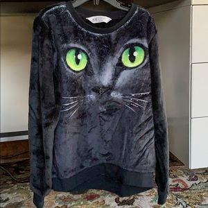 Warm & fuzzy cat sweater, girls 8-10, like new!